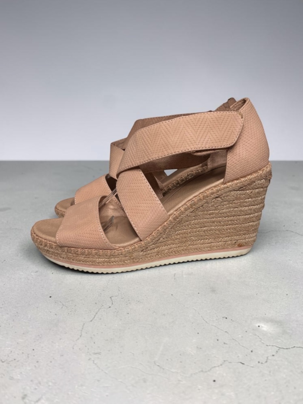 🌻Dr Scholl's Vacay Espadrille Wedge Sandals Pink Nude Crisscross Straps Size 9